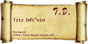 Titz Dávid névjegykártya